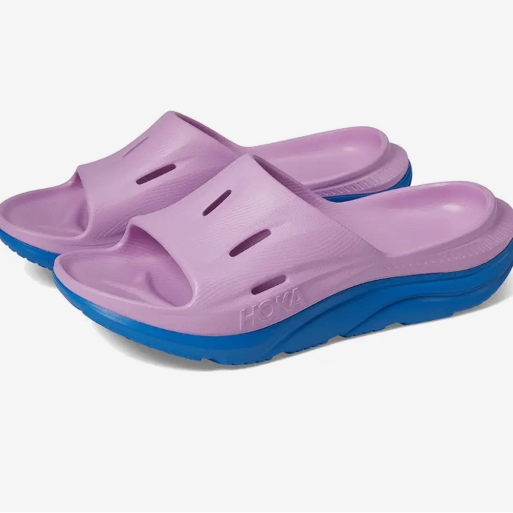 NEW Hoka Ora Recovery Slide 3 Slip On Sandals Cyclamen/ Coastal Sky